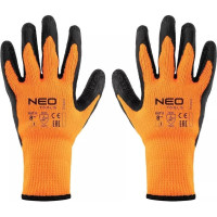 Neo Tools Рукавички робочі, латексне покриття, поліестер, р.8, помаранчево чорні Neo Tools Рукавички робочі, латексне покриття, поліестер, р.8, помаранчево чорні