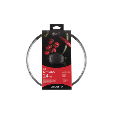 Кришка Ardesto Gemini Gourmet, 24см, термостійке скло, нержавіюча сталь, бакеліт (AR1924GGL)