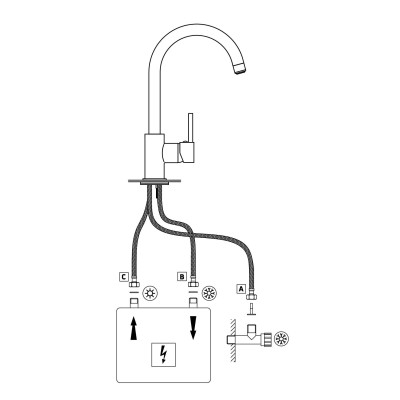 Змішувач для кухні Deante Low pressure,  довж.виливу - 183мм, поворотний, 1важіль, 3-е підкл., хром