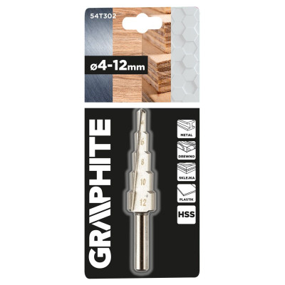 Свердло по металу ступінчасте GRAPHITE HSS 4x12мм