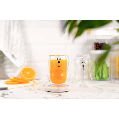 Набір чашок з кришкою з подвійними стінками Ardesto Animals, 300мл, 2шт, боросилікатне скло, прозорий Набір чашок з кришкою з подвійними стінками Ardesto Animals, 300мл, 2шт, боросилікатне скло, прозорий