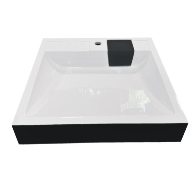 Раковина, умивальник Adamant WASHER NEW, штучний камінь, прямокут., з отвором для змішувача, без переливу, 595х595х115мм, накладний, чорно-білий Раковина, умивальник Adamant WASHER NEW, штучний камінь, прямокут., з отвором для змішувача, без переливу, 595х595х115мм, накладний, чорно-білий