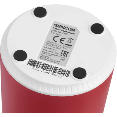 Блендер Sencor портативний для смузі 150Вт, чаша-500мл, USB-C, біло-червоний