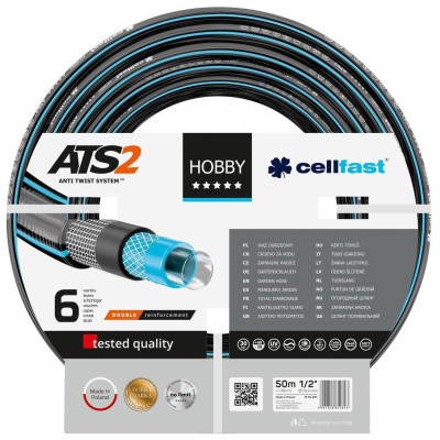 Шланг садовый Cellfast HOBBY ATS, 1/2", 50м, 6 слоев, до 30 Бар, -20...+60°C (16-201) Шланг садовый Cellfast HOBBY ATS, 1/2", 50м, 6 слоев, до 30 Бар, -20...+60°C (16-201)