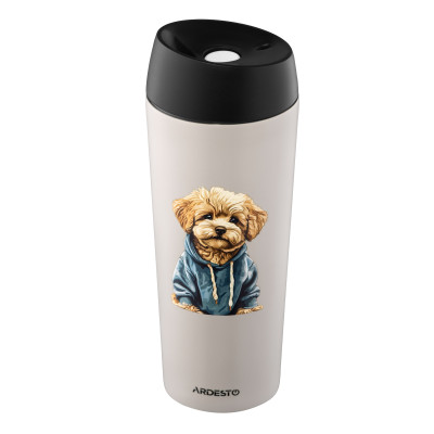 Термокухоль ARDESTO Coffee Time Maltipoo 450мл, нержавіюча сталь, бежевий