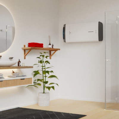 Водонагрівач електричний Ariston VELIS DUNE WIFI 50 EU плаский, слім, 50л, 2*1,5 кВт, емал. нагр. ел, ун. монтаж, ел. кер-ня, B, Італія, білий
