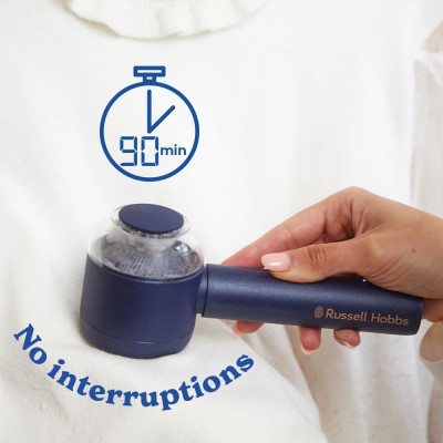 Машинка для видалення катишків Russell Hobbs, велика площа лез. 90 хв. роботи на одному заряді, USB, синій