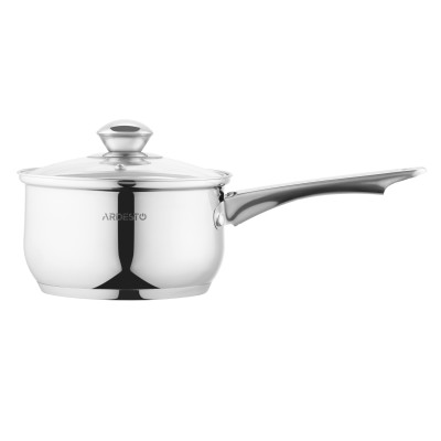 Ківш зі скляною кришкою Ardesto Gemini Gourmet Spoleto, 1.6л, нержавіюча сталь AR1916GSS