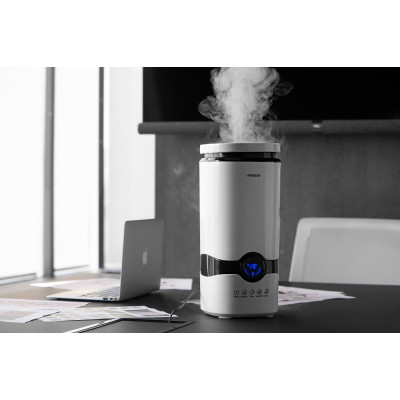 Зволожувач повітря ARDESTO ультразвуковий, 40м2, 4л, 300мл/г, електр. кер-ння, пульт ДК, верх. залив води, білий