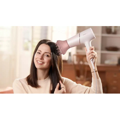 Фен Philips 5000 Series, 2300Вт, 3 режими, дифузор, іоніз-я, хол. обдув, біло-рожевий Фен Philips 5000 Series, 2300Вт, 3 режими, дифузор, іоніз-я, хол. обдув, біло-рожевий