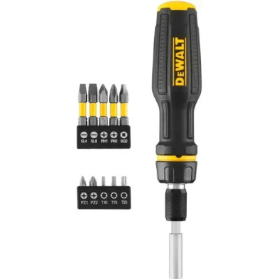 Викрутка DeWalt FULL FIT Telescoping, 10 насадок, руків'я двокомпонентне, 25-50мм, 10 біт, SL,PH,SQ