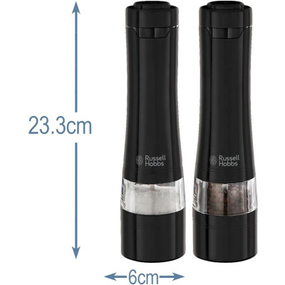 Russell Hobbs Млини для солі та перцю, ААх4, керамічні жорна, чорний