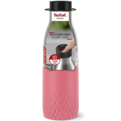 Tefal Термобутылка Bludrop, 500мл, диам70, t хол. 24г, гар.12г, нерж.сталь+пластик, розовый N3110810