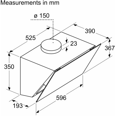 Витяжка Siemens похила, 60см, 700 м.куб/год, чорний