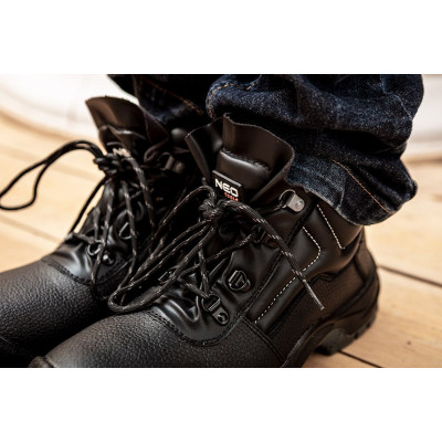 Черевики робочі Neo Tools, шкіра, ударопоглинання, O2 SRC, СЕ, р.46(30.7см), чорний