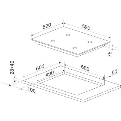 Варильна поверхня Hansa газова, 60см, чорний
