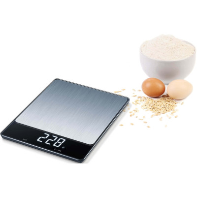 Весы Beurer кухонные, 15кг, смысл. управление, АААx4 в комплекте, стекло, нержавеющая сталь