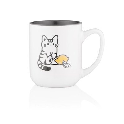 Чашка ARDESTO Cat, 380мл, кераміка, біло-сірий