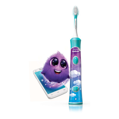 Щітка зубна електр. Philips, Sonicare For Kids, для дітей, 62т. колив/хв, насадок-2, Bluetooth, голубий