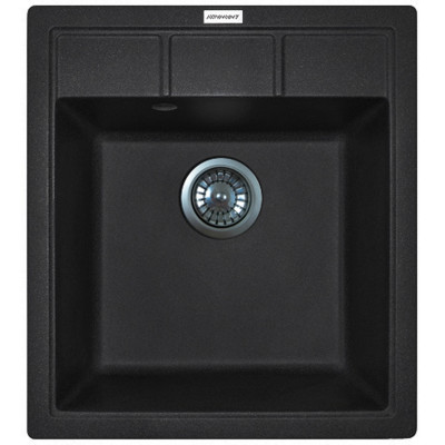 Мийка кухонна Adamant Brick, штучний камінь, квадрат, без крила, 460x515x200мм, чаша - 1, врізна, чорний
