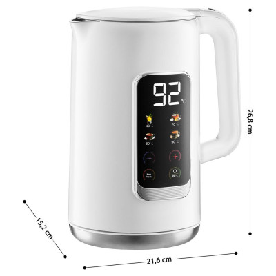 Электрочайник Sencor 1.7л, Strix, LED дисплей, двойные стенки, смысл. управление, белый Электрочайник Sencor 1.7л, Strix, LED дисплей, двойные стенки, смысл. управление, белый