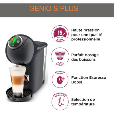 Кавоварка Krups капсульна Dolce Gusto Genio S Plus 0.8л, капсули, сенcорне керування, темно-сірий