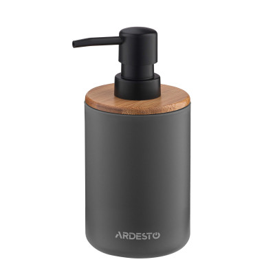 Набір для ванної кімнати ARDESTO Minimalism 360мл, 3 предмети, поліпропілен, бамбук, сірий темний