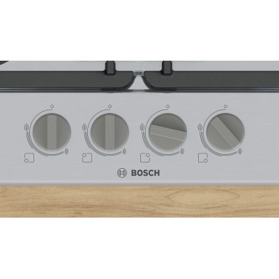 Варильна поверхня Bosch газова, 60см, чавун, WOK, нерж