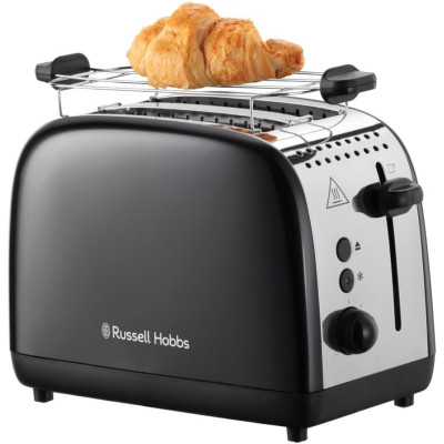 Тостер Russell Hobbs Colours Plus 1600Вт, підігрів, розморожування, метал., чорний