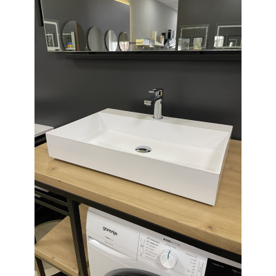 Раковина, умивальник Adamant SLENDER, штучний камінь, прямокут., з отвором для змішувача, без переливу, 605x405x120мм, накладний, білий