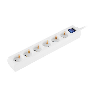 Удлинитель сетевой 2E 6хТип F, 3х1.5мм кв, 16A, 3м, белый 2E-U06ESM3WH
