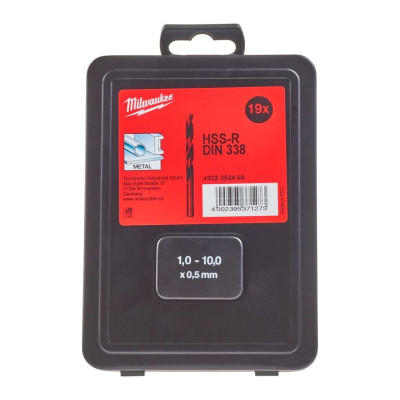 Набір свердел по металу Milwaukee HSS-R, 1-10мм, кейс, 19шт