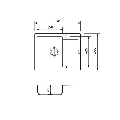 Набір кухонний Adamant Minimal, штучний камінь, прямокут., з крилом, 615х495х200мм, чаша - 1, врізна, сірий + змішувач та дозатор