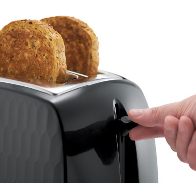 Тостер Russell Hobbs Honeycomb 850Вт, широкі слоти, пластик, чорний