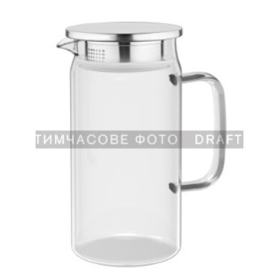 Глечик з кришкою Ardesto 1200мл, боросилікатне скло, нержавіюча сталь, прозорий