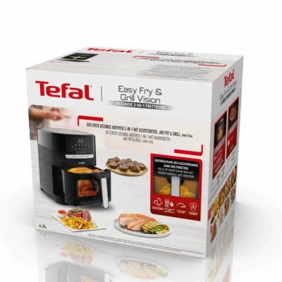 Tefal Мультипіч Easy Fry&Grill Vision Window, 1550Вт, чаша-4.2л, сенсорне керув., 10 програм, з віконцем, пластик, чорний