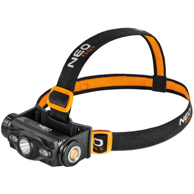 Neo Tools Ліхтар налобний акумуляторний, 2000мА•год, 1000лм, 10Вт, 6 функцій освітлення +червоне та блакитне світло, IP20