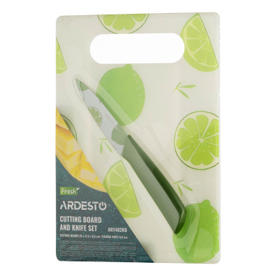 Набір кухонна дошка і ніж ARDESTO Fresh, 2 предмети, 25x17.5x0.5см, 8.9см, пластик, нержавіюча сталь