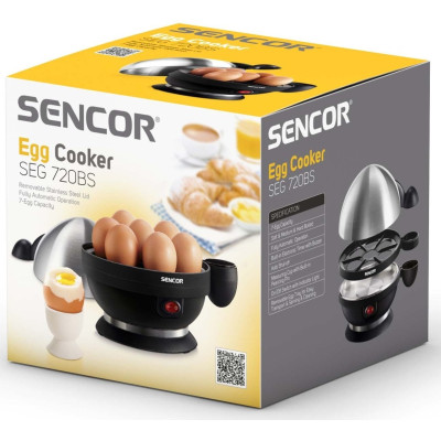 Яйцеварка Sencor, 380Вт, механічне керув., 3 рівня приготування, на 7 яєць, метал/пластик, чорний