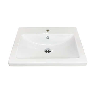 Раковина, умивальник Adamant CERS, штучний камінь, прямокут., з отвором для змішувача, з отвором для переливу, 595x450x158мм, накладний, білий