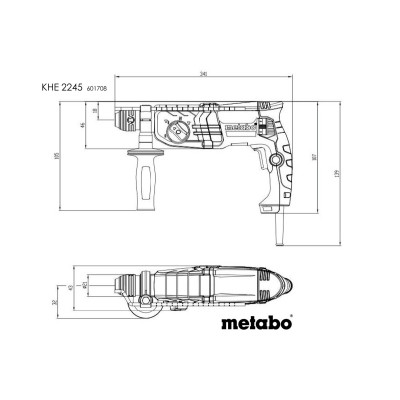 Metabo Перфоратор KHE 2245, 750Вт, SDS-plus, 2.2Дж, 3 режими, 0-1500об/хв, 2.7кг