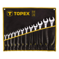 Topex Ключі гайкові, набір 12шт, комбіновані, CrV, 13-32мм, чохол-скручування Topex Ключі гайкові, набір 12шт, комбіновані, CrV, 13-32мм, чохол-скручування
