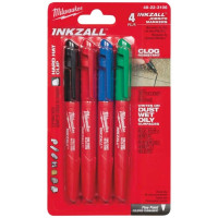 Маркер Milwaukee InkZAll синій/червоний/зелений/чорний, набір 4шт