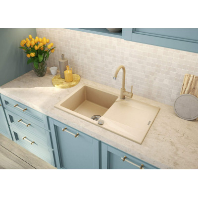 Мийка кухонна Deante Evora, граніт, прямокутник, з крилом, 780х440х193мм, чаша - 1, накладна, пісок Мийка кухонна Deante Evora, граніт, прямокутник, з крилом, 780х440х193мм, чаша - 1, накладна, пісок