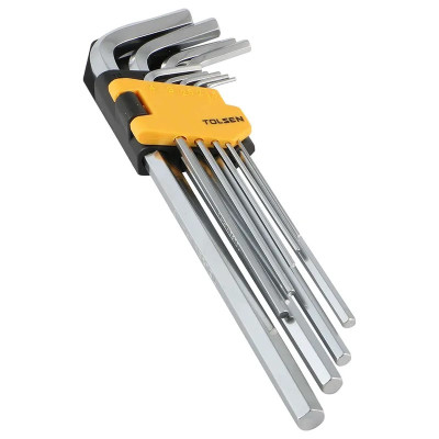 Ключі шестигранні Tolsen, подовжені, довгі, кулястий наконечник, 1.5-10мм, CrV, набір 9шт