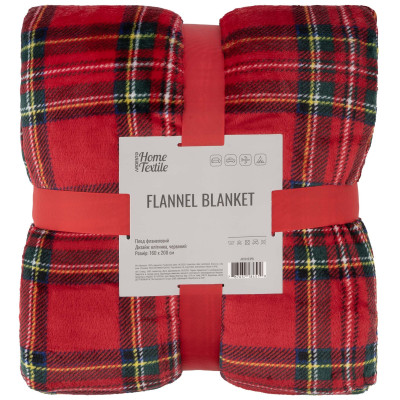 Плед ARDESTO Christmas Flannel 160х200см, 100% поліестер, клітинка, червоний