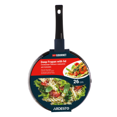 ARDESTO Сковорода глибока з кришкою Gemini Gourmet Andria, 26см, алюміній, чорний ARDESTO Сковорода глибока з кришкою Gemini Gourmet Andria, 26см, алюміній, чорний