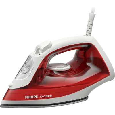Philips Праска Series 2000, 2000Вт, 250мл, паровий удар -100гр, керам. підошва, червоний