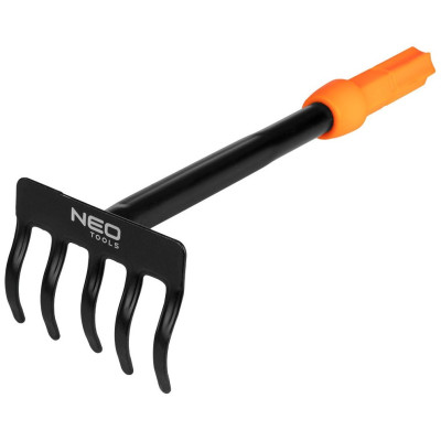 Граблі садові Neo Tools, ширина 8.5см, 5 зубців 25см, система NEO Click 0.12кг