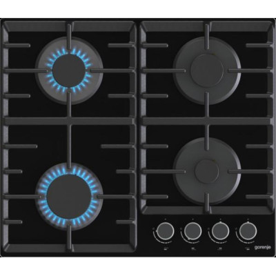 Варильна поверхня Gorenje газова на склі, 60см, чавун, чорний